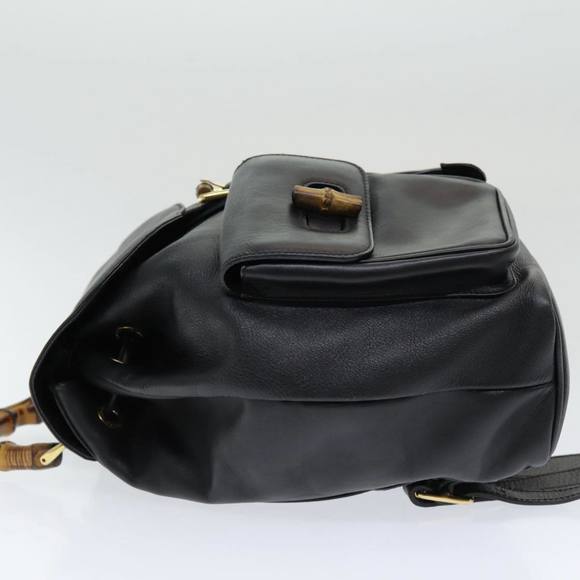 GUCCI Bamboo Backpack Leather Black Auth am6663 main image 8